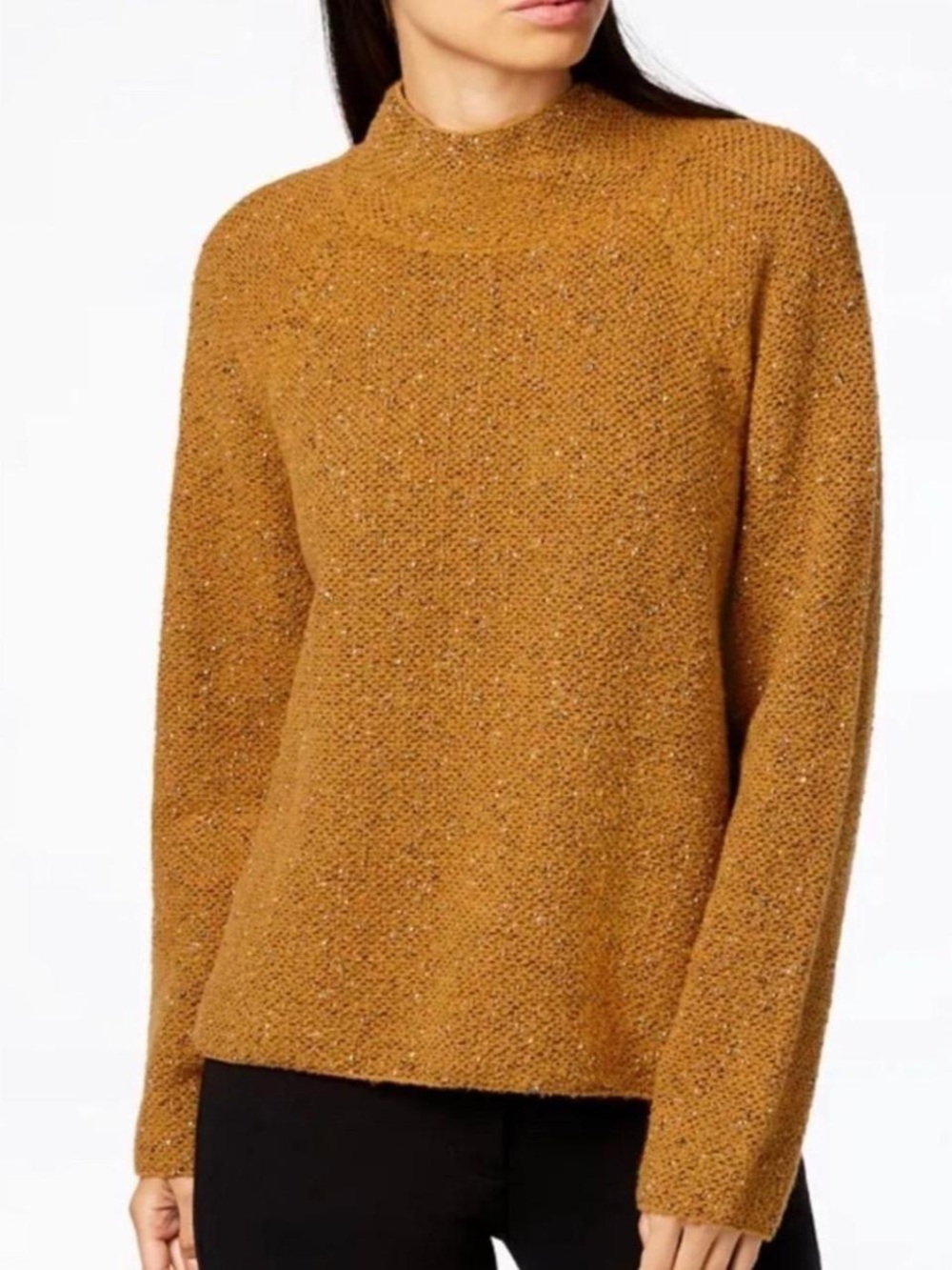 Eileen Fisher Mustard Gold Cowl Neck Sweater - Picture 4 of 4